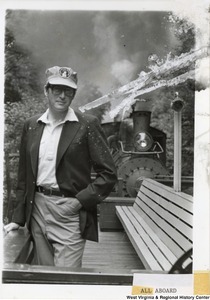 ["Governor Jay Rockefeller at Cass Scenic Railroad."]%